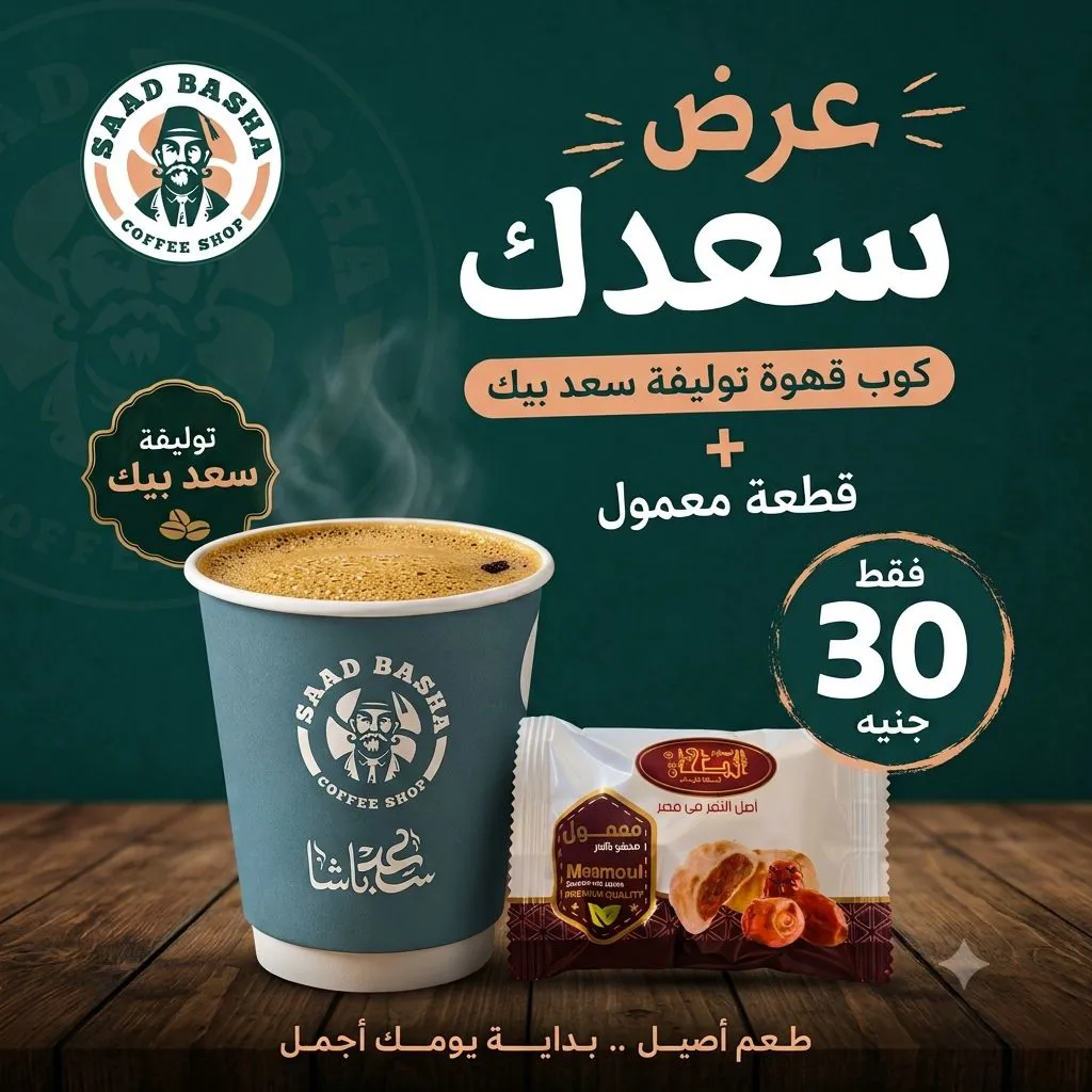 عرض سعدك علينا (فنجان قهوة + قطعه معمول هديه)